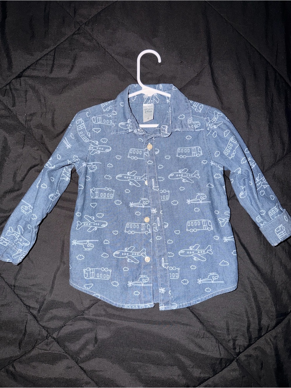 Carter’s 2T Toddler Blue Aviation Print Button-Up Shirt